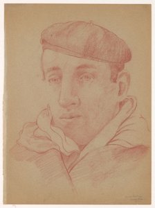 Selbstporträt mit Baskenmütze: B-1-1, 5. März Selbstporträts von Cor van Teeseling (Serientitel) von Cor van Teeseling