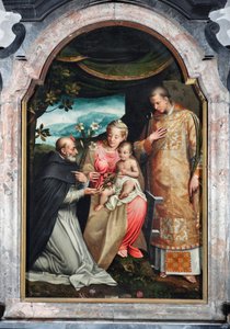 Jungfrau und Kind zwischen St. Vinzenz Ferrier und St. Vinzenz von Zaragoza von Coriolano Malagavazzo