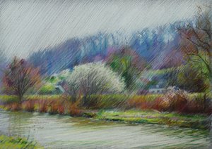 Blühendes Flussdorf von Corné Akkers