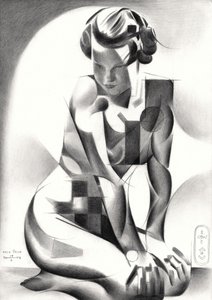 Kontemplative Art Deco Figur