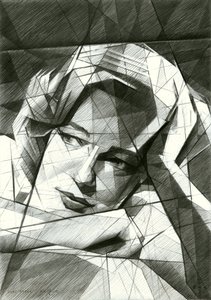 Ausdrucksstarkes Geometrisches Porträt von Corné Akkers