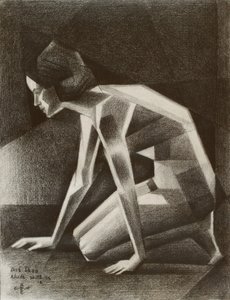 Geometrische kauernde Frau von Corné Akkers