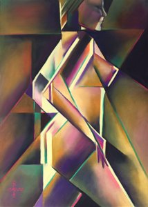 Geometrische Frau in Bewegung
