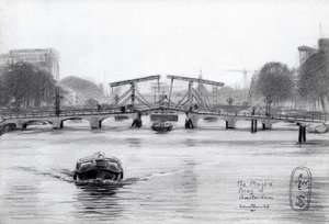 Magere Brug Amsterdam Zeichnung von Corné Akkers