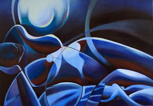 Mondbeschienene blaue Figur von Corné Akkers