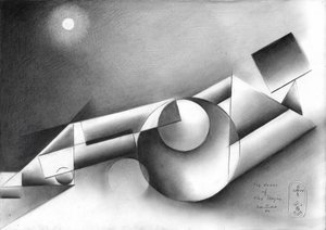 Mondschein geometrische Komposition von Corné Akkers