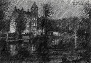 Nacht Schloss Skizze von Corné Akkers