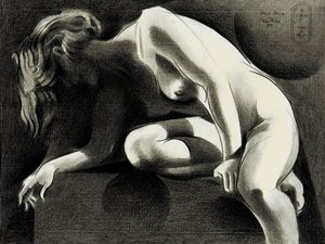Nachdenklicher Akt im Schatten von Corné Akkers