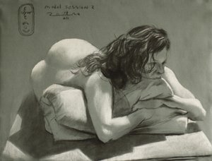 Nachdenkliche liegende Figur