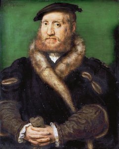 Renaissance: Porträt eines bärtigen Mannes mit Pelzmantel von Corneille de Lyon