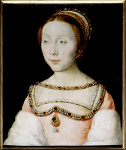 Porträt von Francoise de Longwy, Ehefrau von Admiral Philippe Chabot, Witwe im Jahr 1543, wiederverheiratet im Jahr 1545 mit Jacques de Peruse, Herr von Ecars. Gemälde von Corneille De Lyon (Corneille de The Hague) (1500/1510-1574). Öl auf Holz. Dim: 0.13 