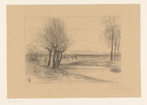 Weide mit Kopfweiden von Cornelia Christina Johanna van Trigt Hoevenaar (signed by artist)