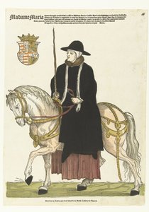 Porträt von Maria von Ungarn zu Pferd
