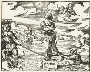 Geduld auf einem Stein im Wasser von Cornelis Anthonisz.