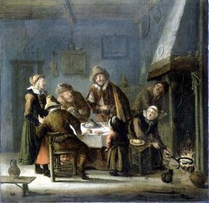 Gruppe in einem Innenraum von Cornelis Beelt