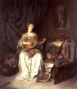 Mädchen singt und spielt Laute von Cornelis Pietersz Bega