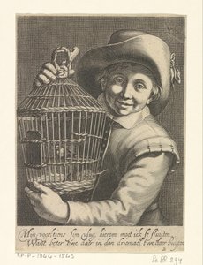 Junge mit Vogelkäfig