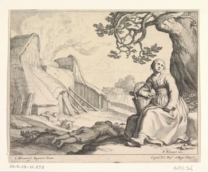 Frau bei einem Kalkofen von Cornelis Bloemaert (II)