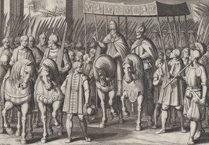 Tafel 3: Karl V. gekrönter Kaiser, der mit dem Papst in Rom einzieht, aus den Triumphen von Karl..., 1614