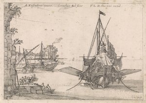 Galeere liegt vor Anker in einer Bucht von Cornelis Bol