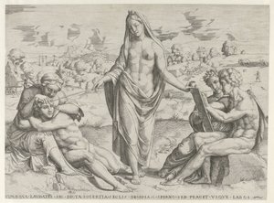 Der Verstand belohnt den Fleiß und bestraft die Faulheit von Cornelis Bos (attributed to)