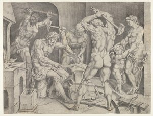 Die Schmiede des Vulkan, 1546 von Cornelis Bos