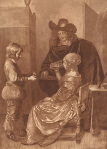 Kavalier und Dame mit einem Pagen, 1779, veröffentlicht 1781 von Cornelis Brouwer