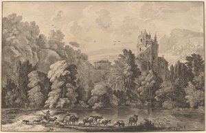 Tal mit einer alten Burg, 1784, veröffentlicht 1786 von Cornelis Brouwer