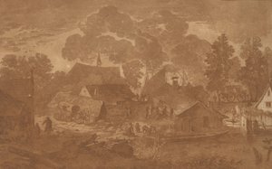 Dorf mit Teich, ca. 1782 von Cornelis Brouwer
