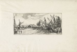 Ansicht eines Hafens mit Schleuse Landschaften (Serientitel)