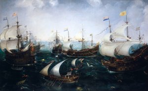 Heemskerks Niederlage der Spanier in Gibraltar, 25. April 1607 (um 1619) von Cornelis Claesz  van Wieringen