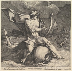 Arion auf einem Delfin von Cornelis Cornelisz van Haarlem