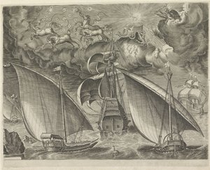 Zwei Galeeren hinter einem Dreimaster, in der Luft der Sturz von Phaëthon
Segelschiffe (Serientitel)