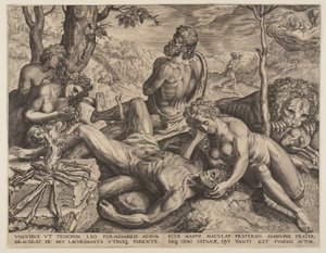 Adam und Eva beklagen den Tod von Abel von Cornelis Cort