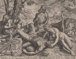 Adam und Eva beklagen den Tod Abels, 1564 von Cornelis Cort