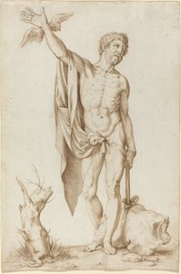 Allegorie der Armut, die den Witz behindert von Cornelis Cort