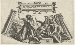 Die Begegnung von Jakob und Rachel am Brunnen Die Geschichte von Jakob (Serientitel) von Cornelis Cort