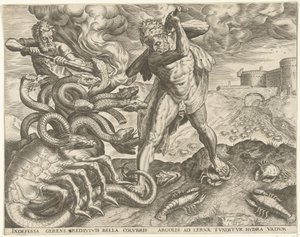 Herkules besiegt die Hydra von Lerna