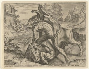 Herkules ringt mit Acheloüs von Cornelis Cort