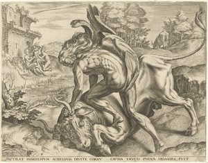 Herkules ringt mit Acheloüs von Cornelis Cort