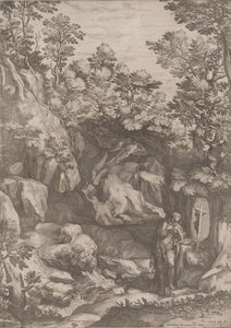 Die reuige Maria Magdalena in der Wildnis von Cornelis Cort