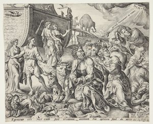 Noah dankt Gott für die Rettung der Arche von Cornelis Cort