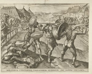 Kampf zwischen den Horatiern und den Curatiern von Cornelis Cort