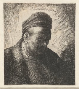 Bartloser Mann in einem Pelzmantel und einer Mütze: Büste von Cornelis Danckerts (I) (workshop of)