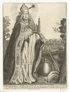 Heiliger Willibrordus als Erzbischof mit Kirchenmodell des Doms zu Utrecht
