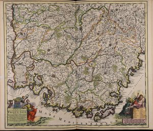 Grafschaft und Generalregierung der Provence: unterteilt in ihre Seneschallate und Viguereien mit den angrenzenden Gebieten, nämlich der Fürstentum Orange, das Comtat Venaissin usw., basierend auf den neuesten Berichten von Cornelis Danckerts
