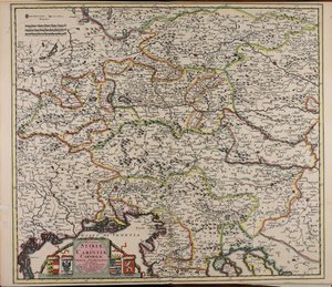 Ducatus Stiriae et Carintiae Carniolae Cilleiae que comitatus nova tabula que et pars est meridionalior circuli Austriaci von Cornelis Danckerts