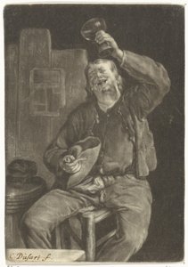 Lachender Trinker von Cornelis Dusart