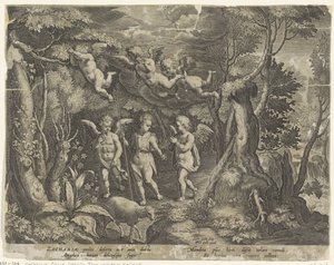 Johannes der Täufer wird von Engeln begleitet, als er in die Wüste zieht