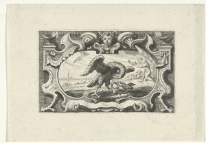 Vignette mit Pelikan, der seine Jungen mit eigenem Blut füttert von Cornelis Galle (II) (attributed to)